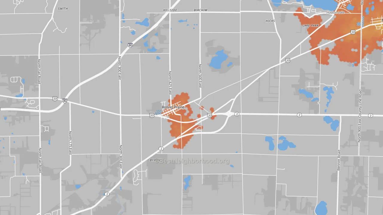 Bike Grade map of 46371, IN
