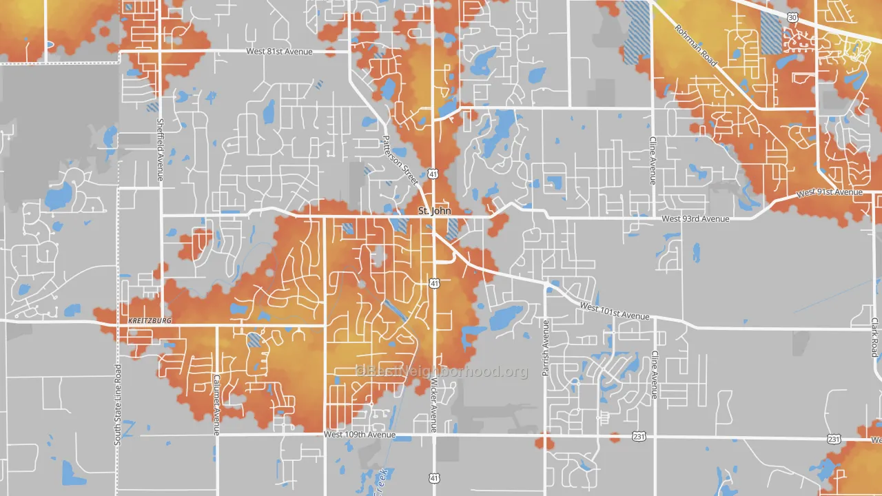 Bike Grade map of 46373, IN