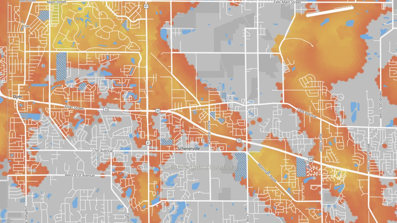 Bike Grade map of 46375, IN
