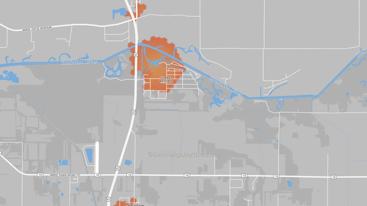 Bike Grade map of 46379, IN