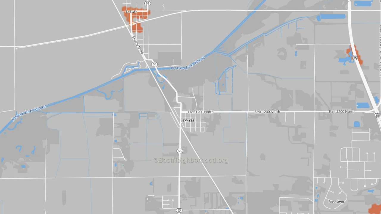 Bike Grade map of 46381, IN