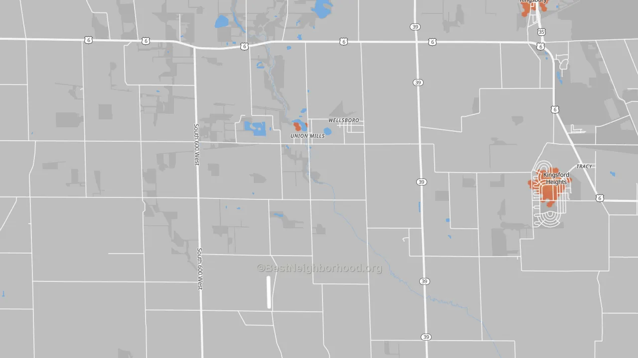 Bike Grade map of 46382, IN