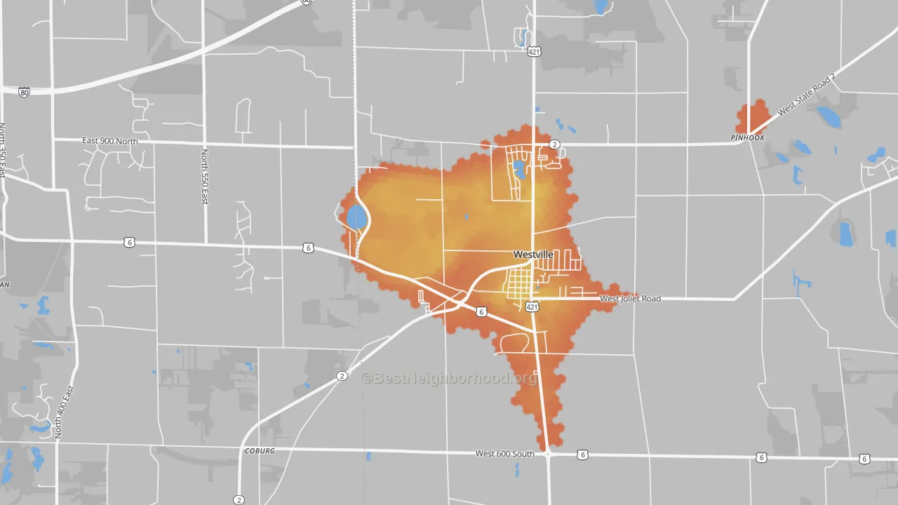 Bike Grade map of 46391, IN