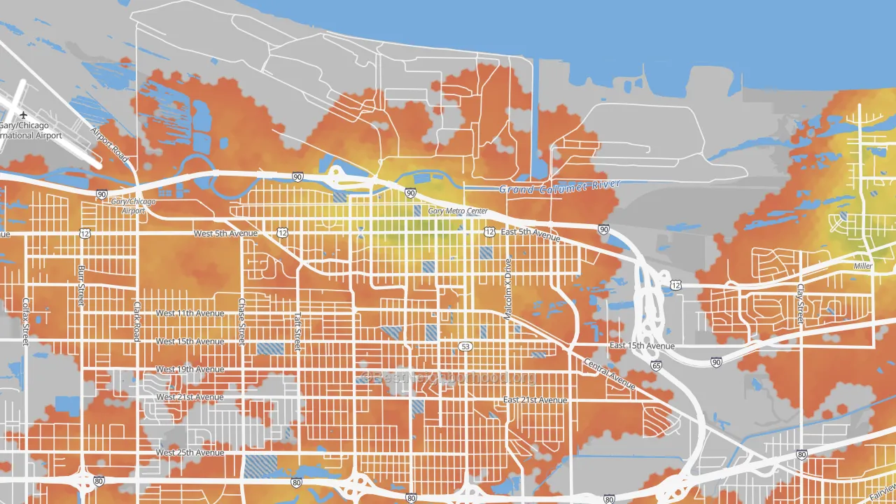 Bike Grade map of 46402, IN