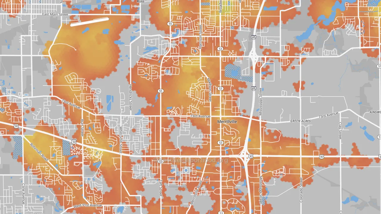 Bike Grade map of 46410, IN