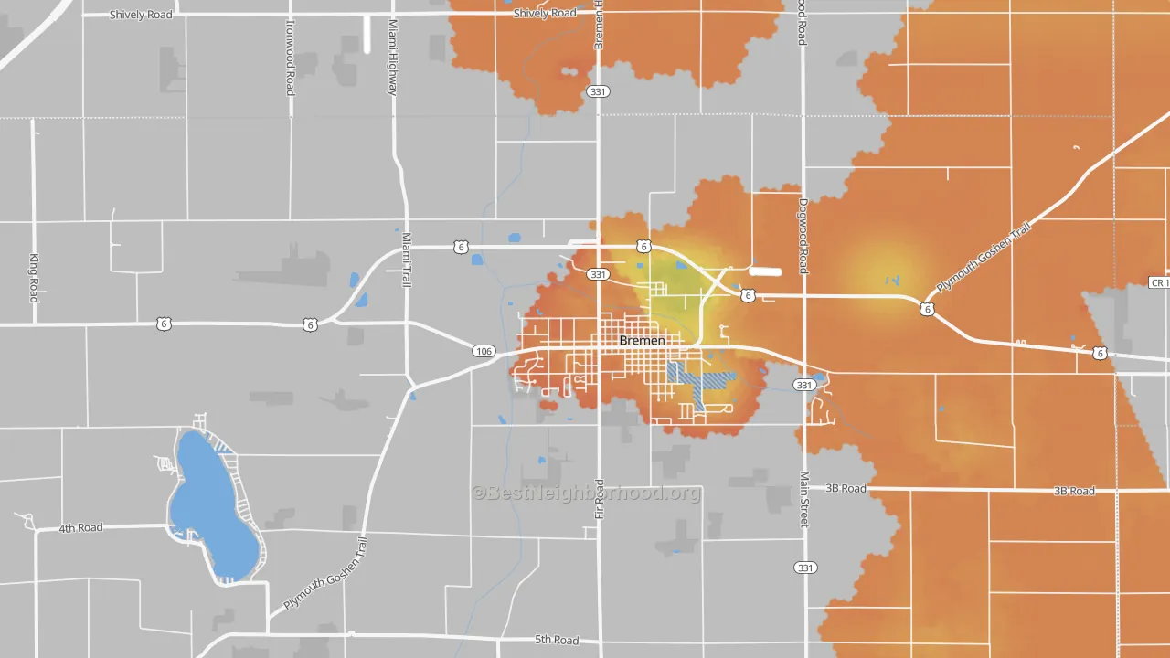 Bike Grade map of 46506, IN
