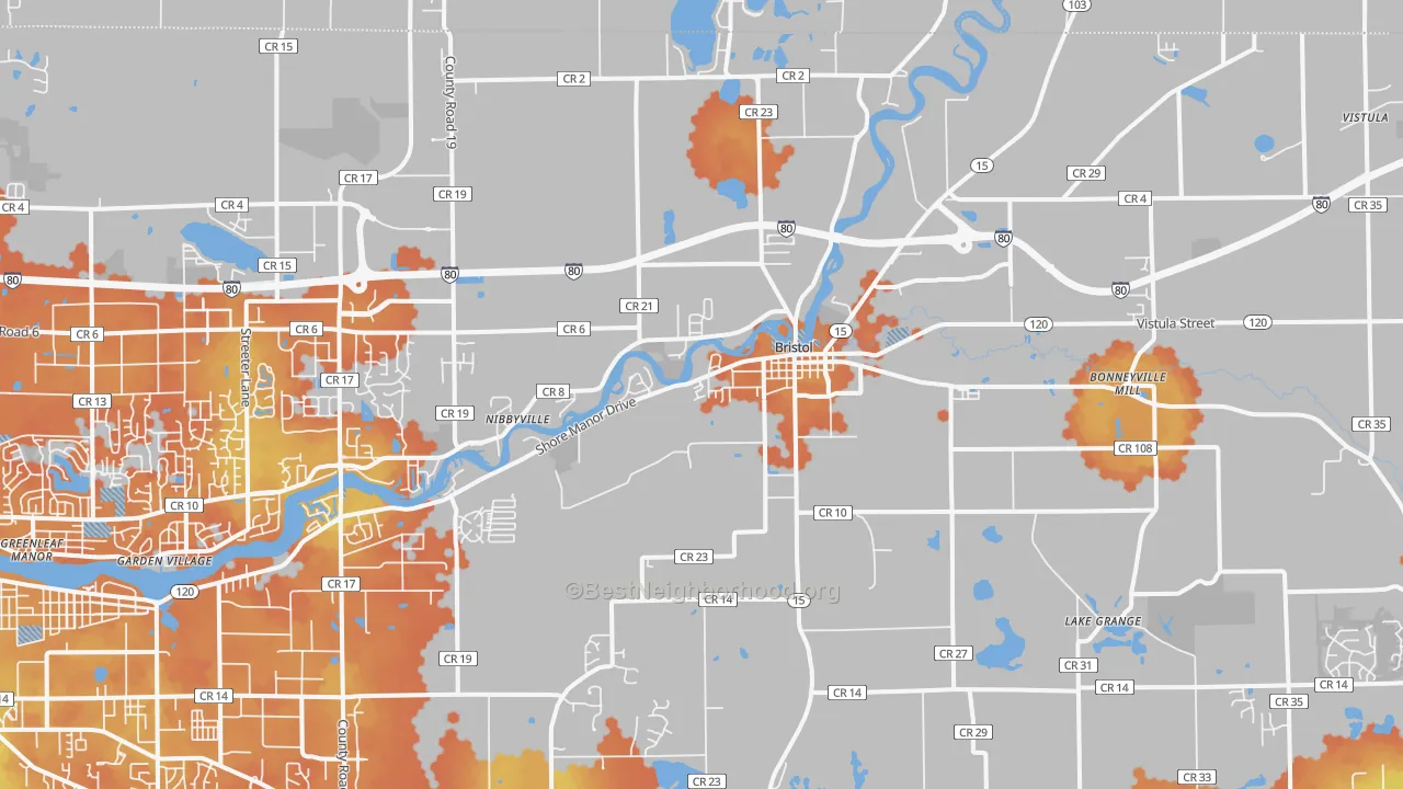 Bike Grade map of 46507, IN