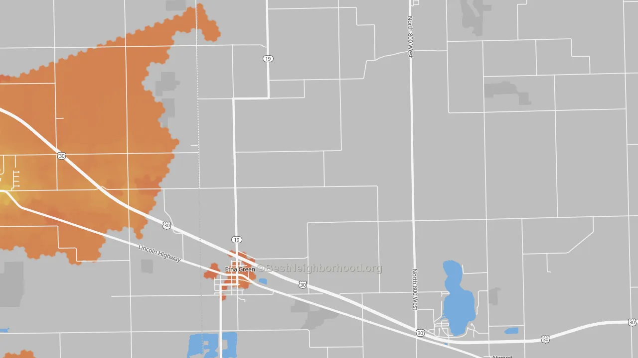 Bike Grade map of 46524, IN