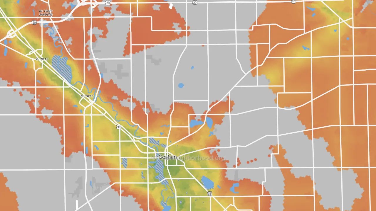 Bike Grade map of 46528, IN