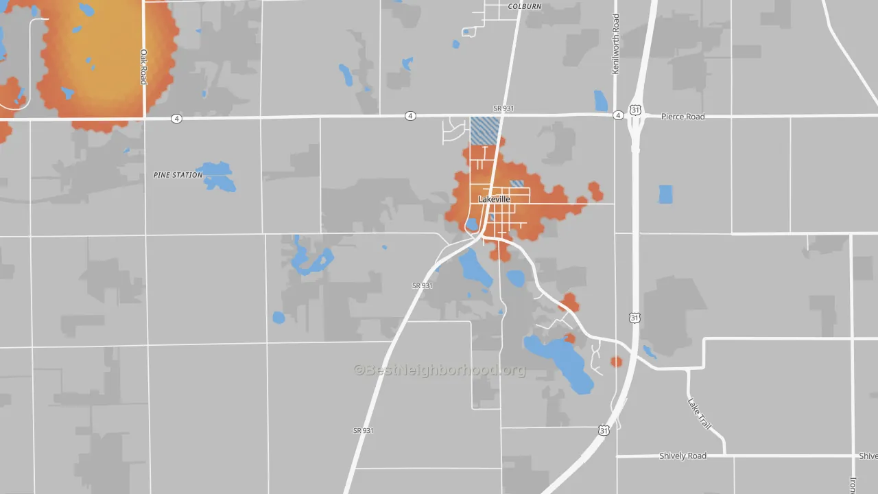 Bike Grade map of 46536, IN