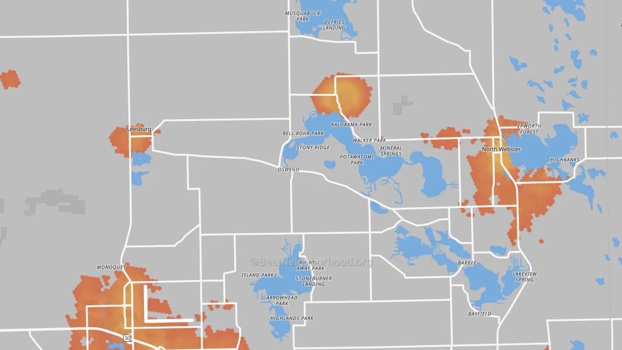 Bike Grade map of 46538, IN