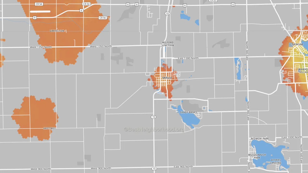 Bike Grade map of 46542, IN