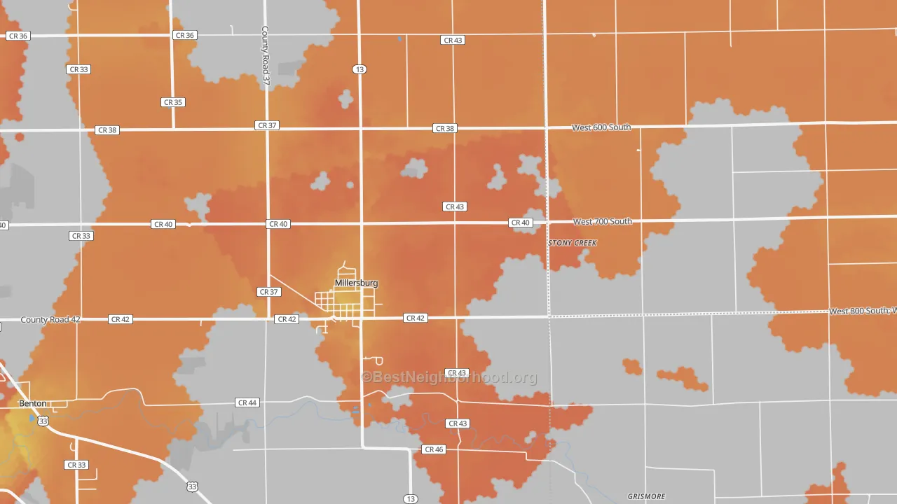 Bike Grade map of 46543, IN