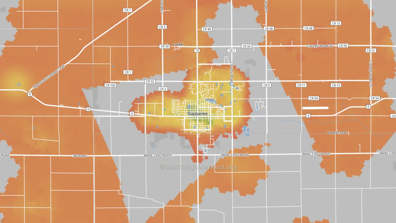 Bike Grade map of 46550, IN