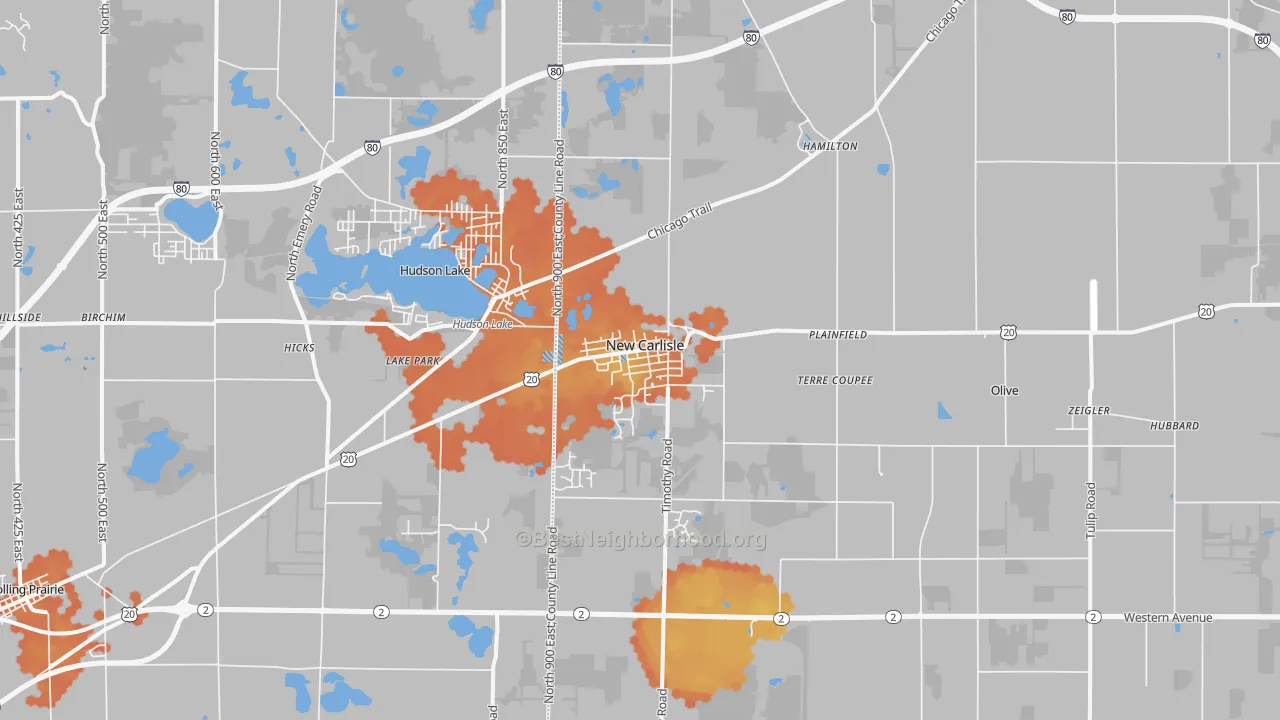 Bike Grade map of 46552, IN