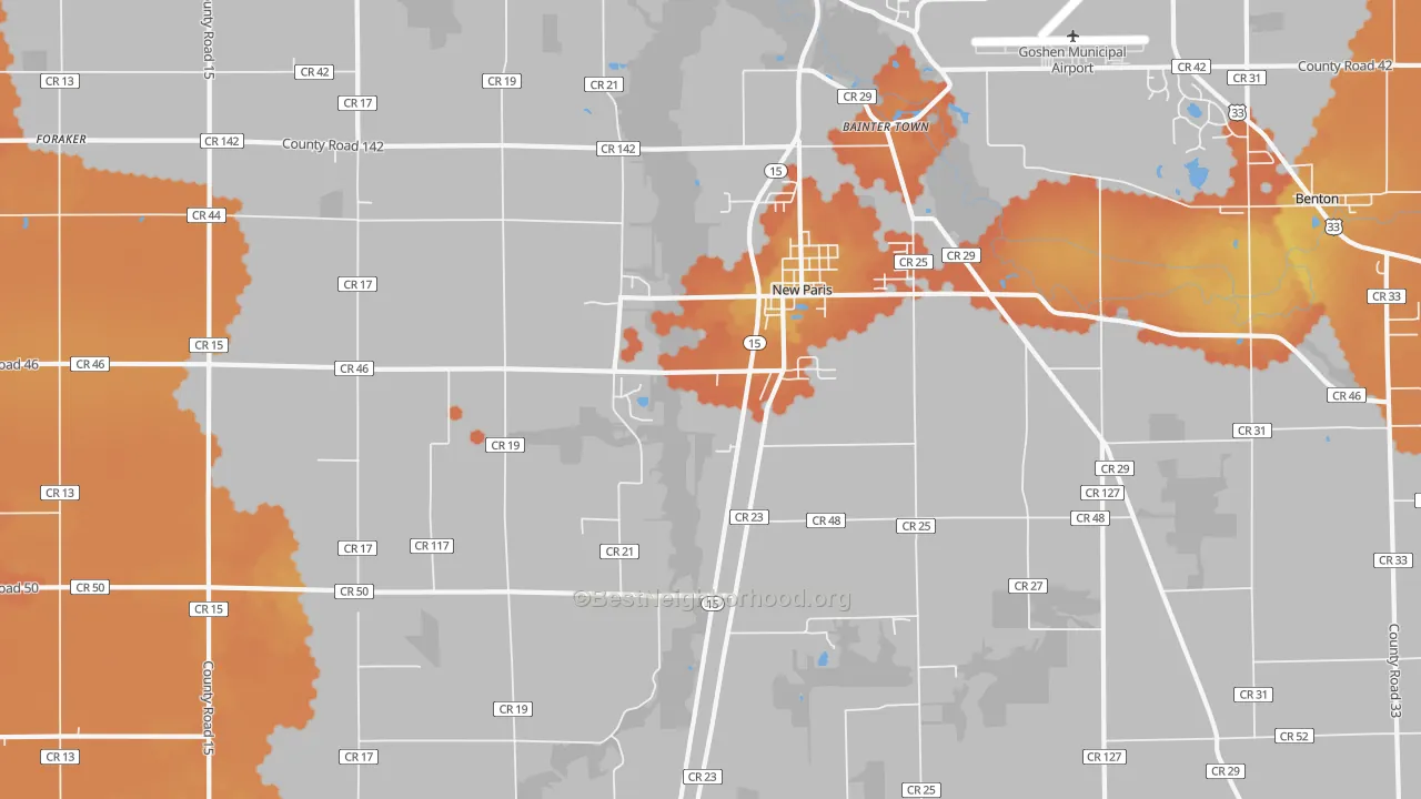 Bike Grade map of 46553, IN