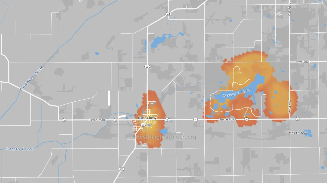 Bike Grade map of 46554, IN