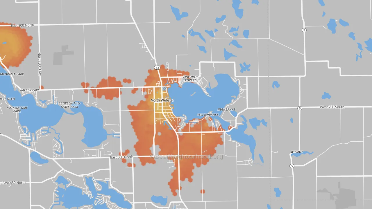 Bike Grade map of 46555, IN