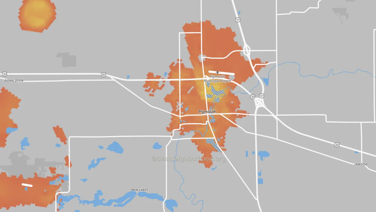 Bike Grade map of 46563, IN