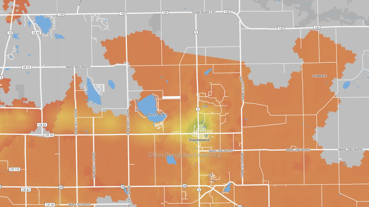 Bike Grade map of 46565, IN