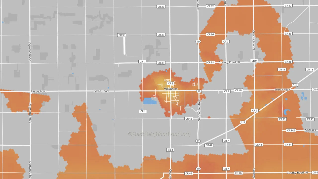 Bike Grade map of 46573, IN