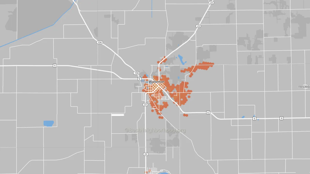 Bike Grade map of 46574, IN
