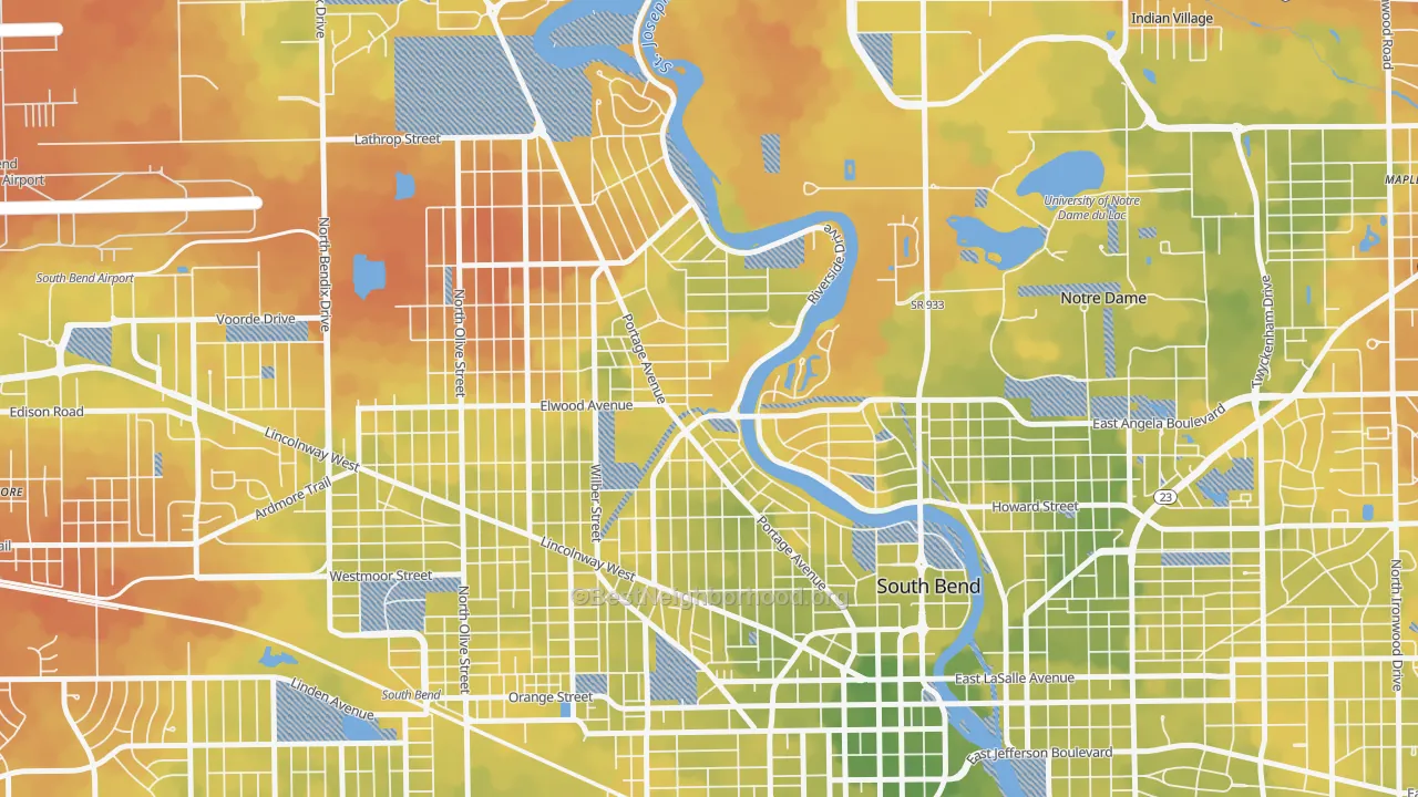 Bike Grade map of 46616, IN