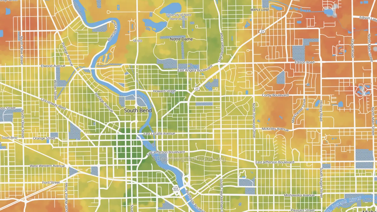 Bike Grade map of 46617, IN