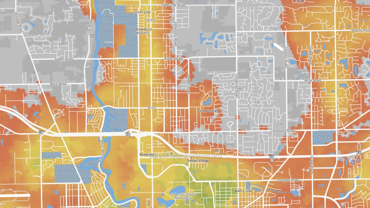 Bike Grade map of 46637, IN