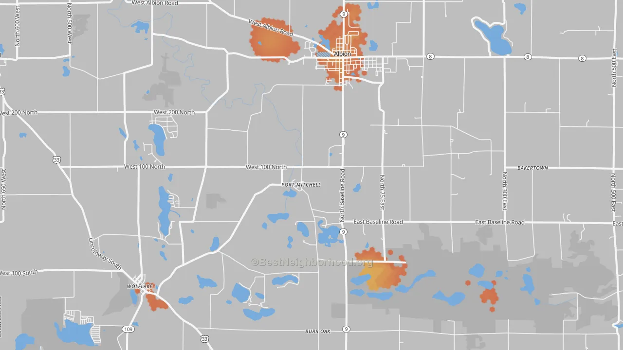 Bike Grade map of 46701, IN