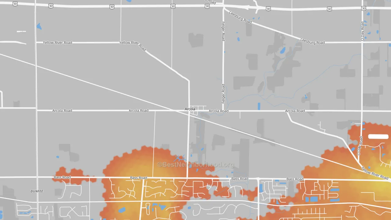Bike Grade map of 46704, IN