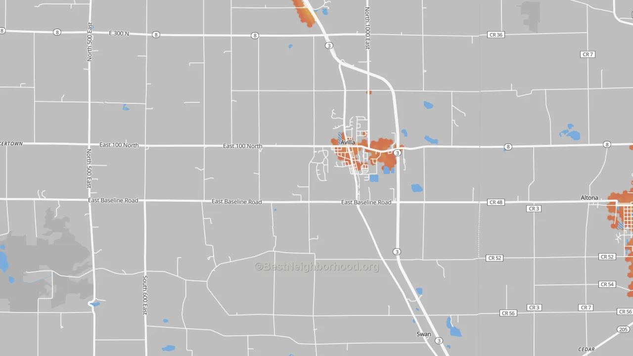 Bike Grade map of 46710, IN