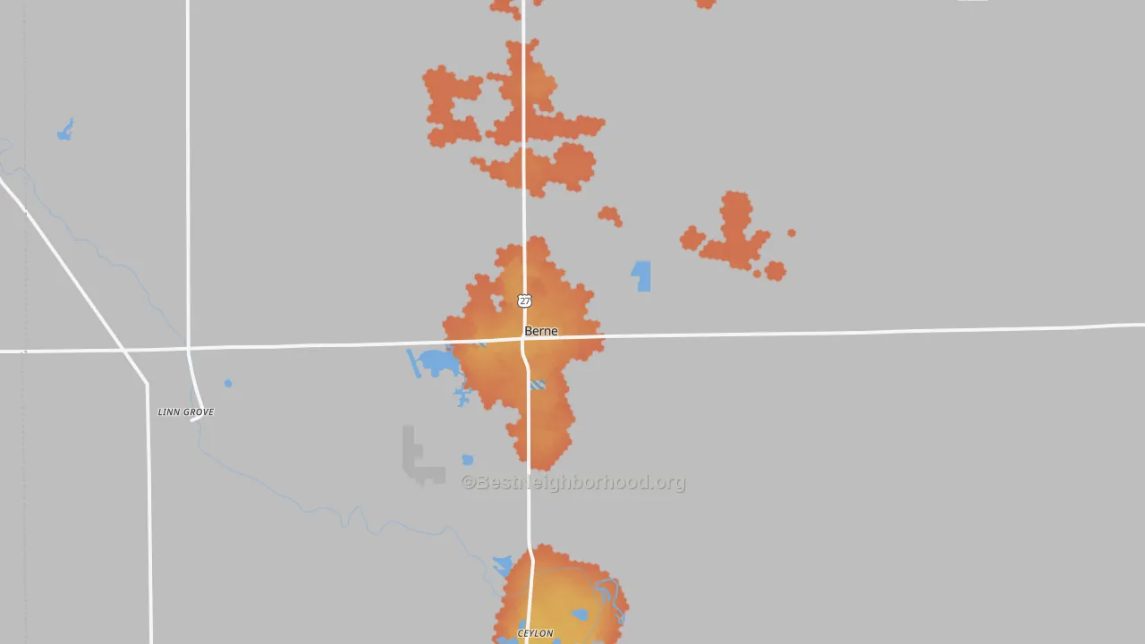 Bike Grade map of 46711, IN