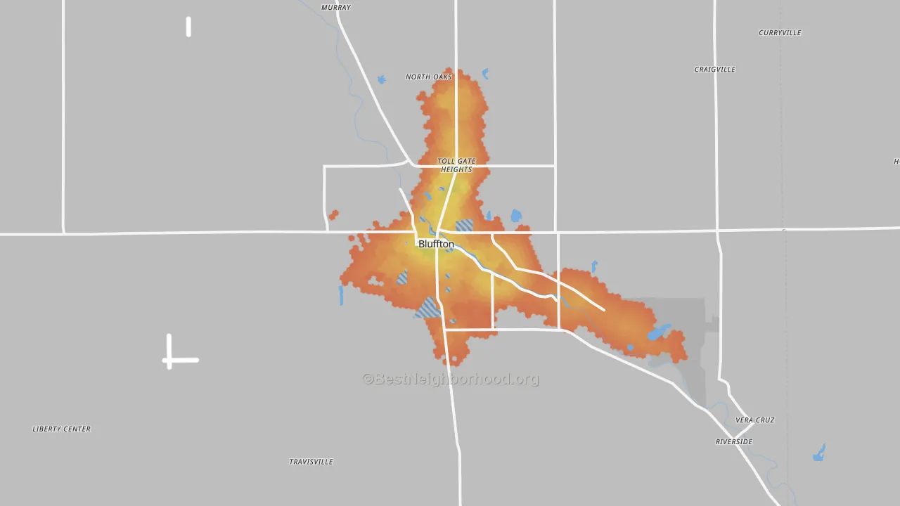 Bike Grade map of 46714, IN