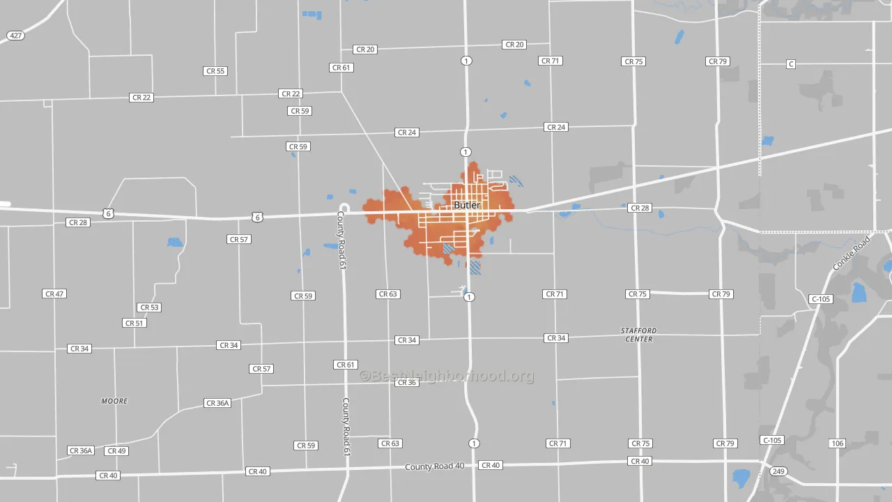 Bike Grade map of 46721, IN
