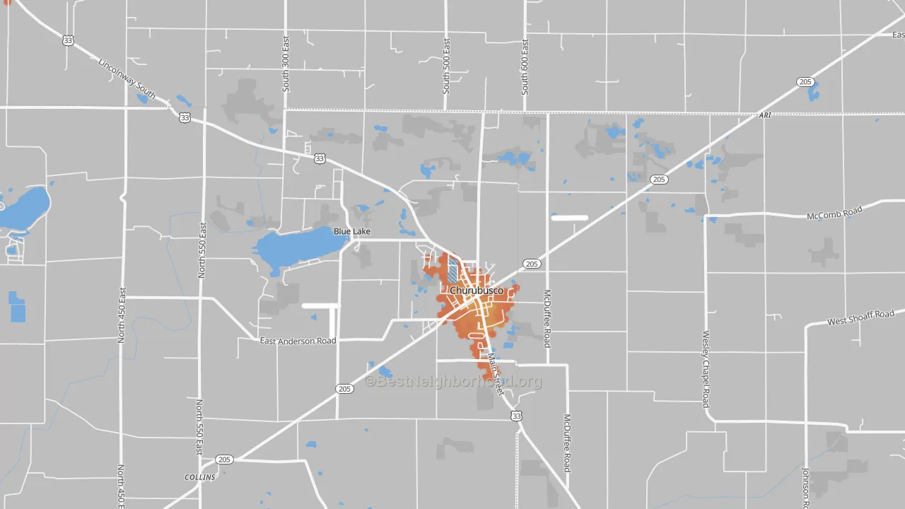 Bike Grade map of 46723, IN