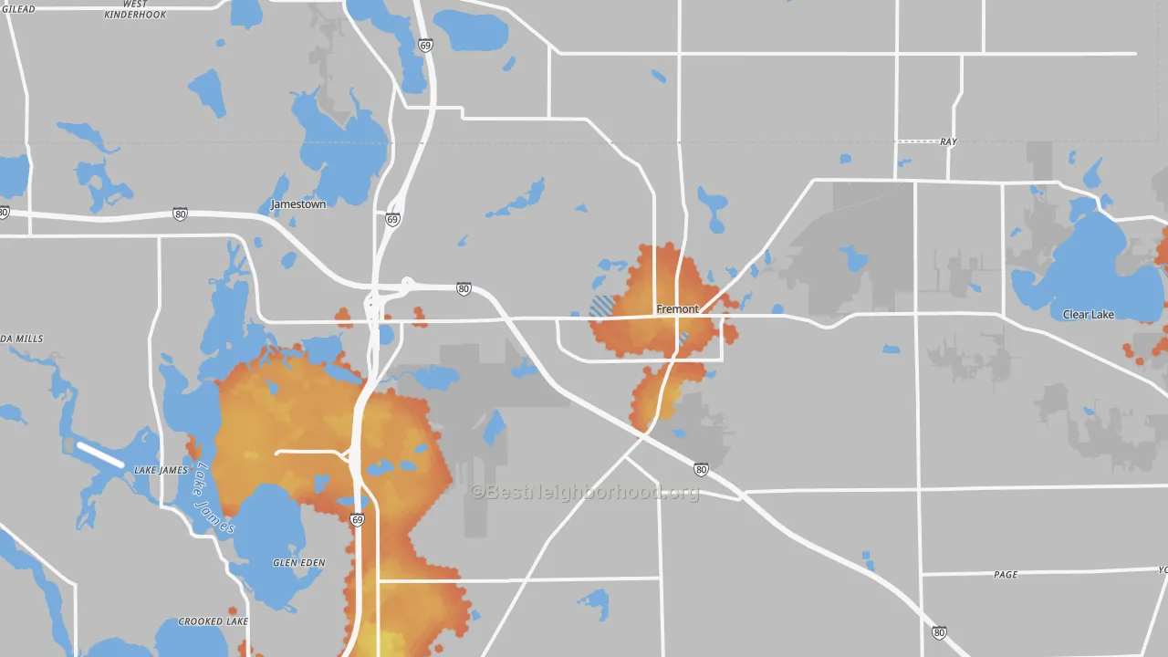 Bike Grade map of 46737, IN