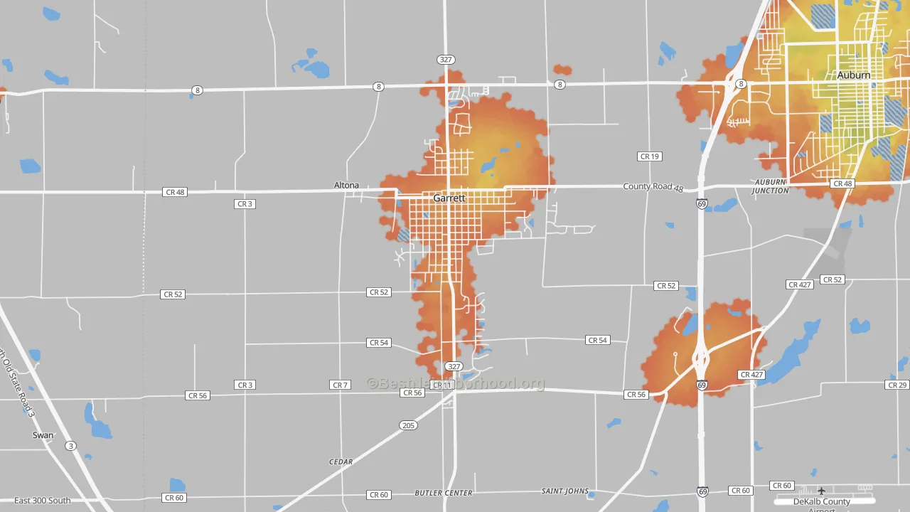 Bike Grade map of 46738, IN