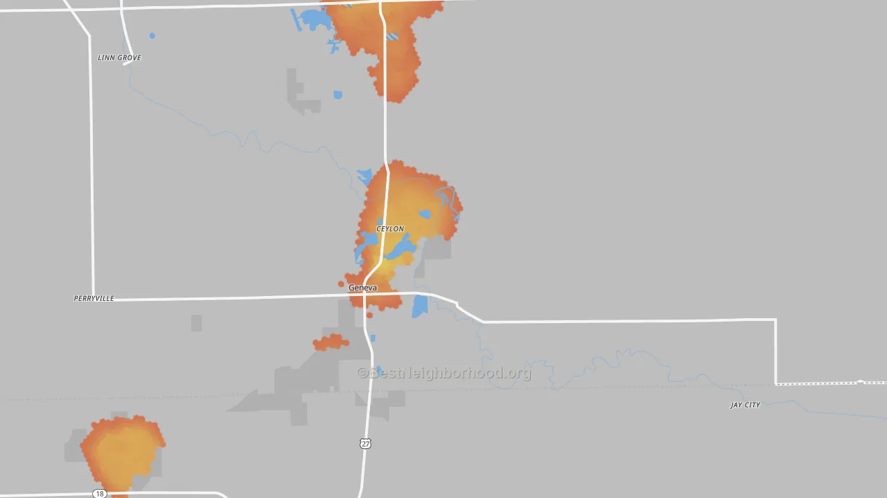 Bike Grade map of 46740, IN