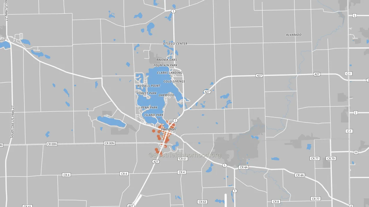 Bike Grade map of 46742, IN