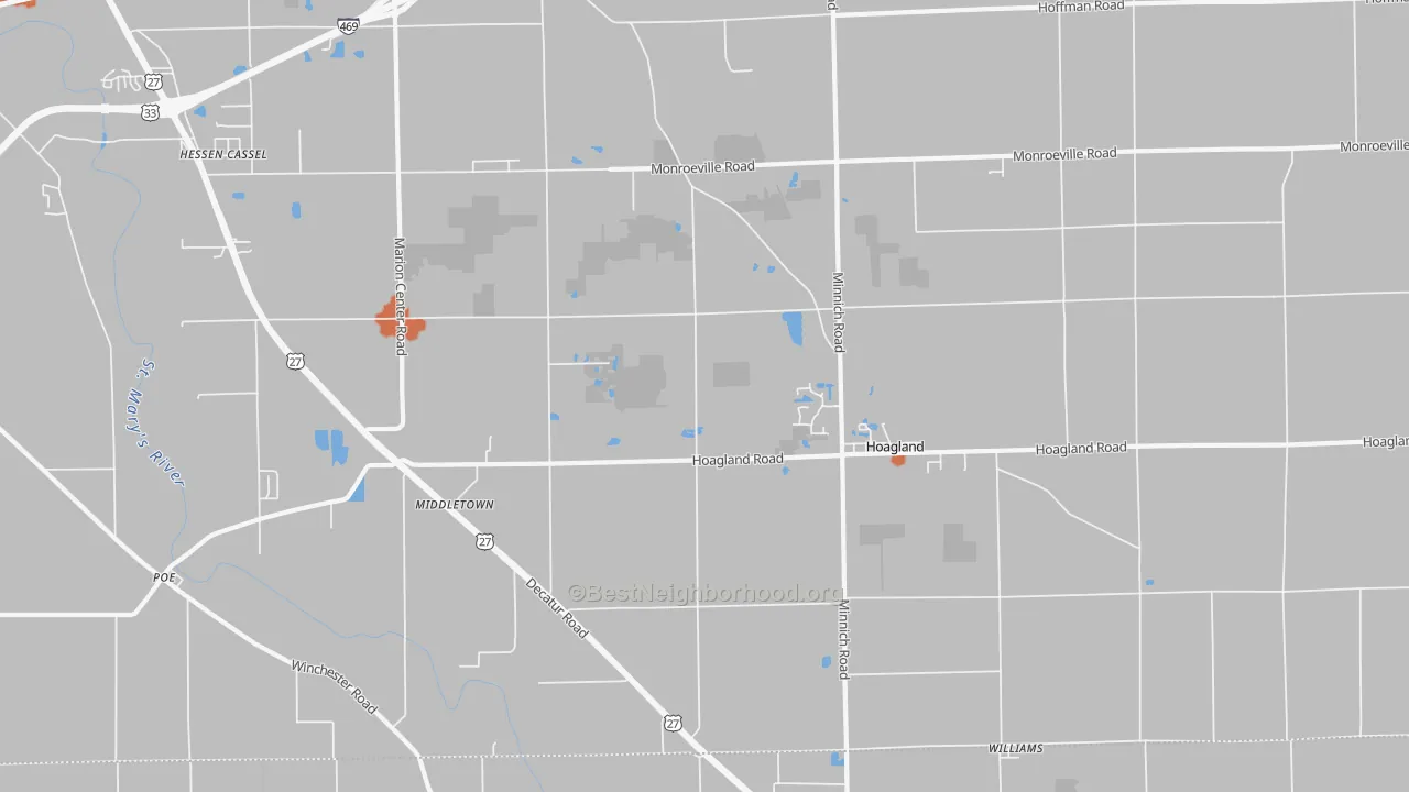 Bike Grade map of 46745, IN