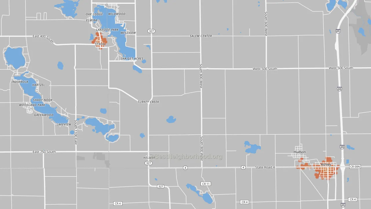 Bike Grade map of 46747, IN