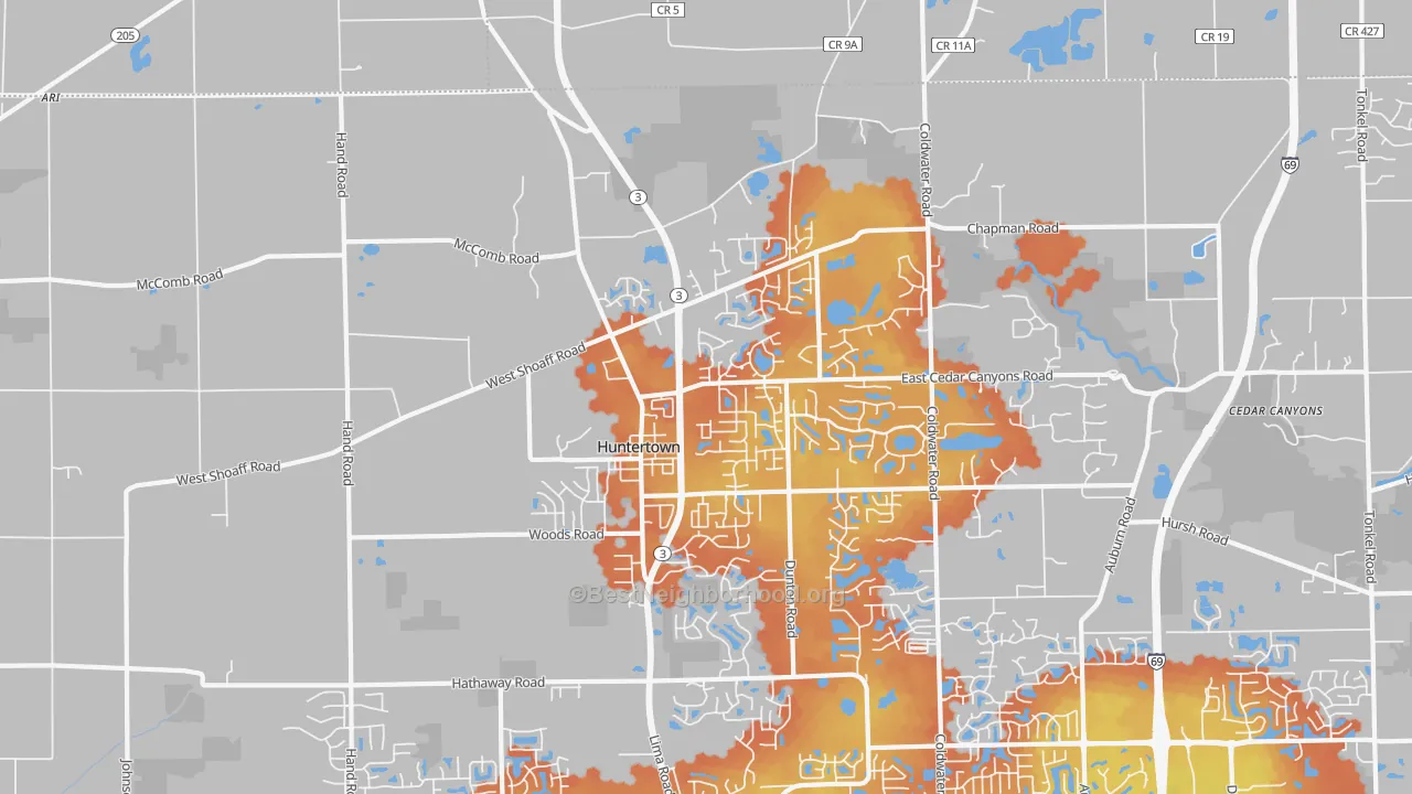 Bike Grade map of 46748, IN