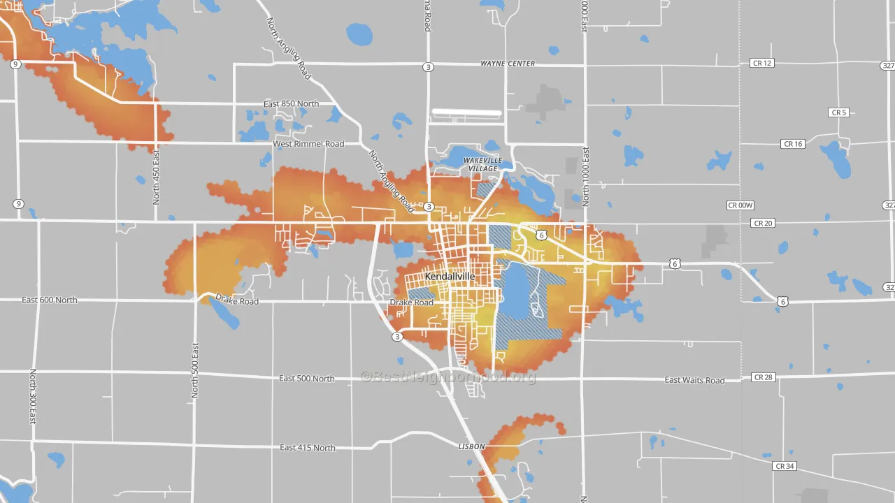 Bike Grade map of 46755, IN
