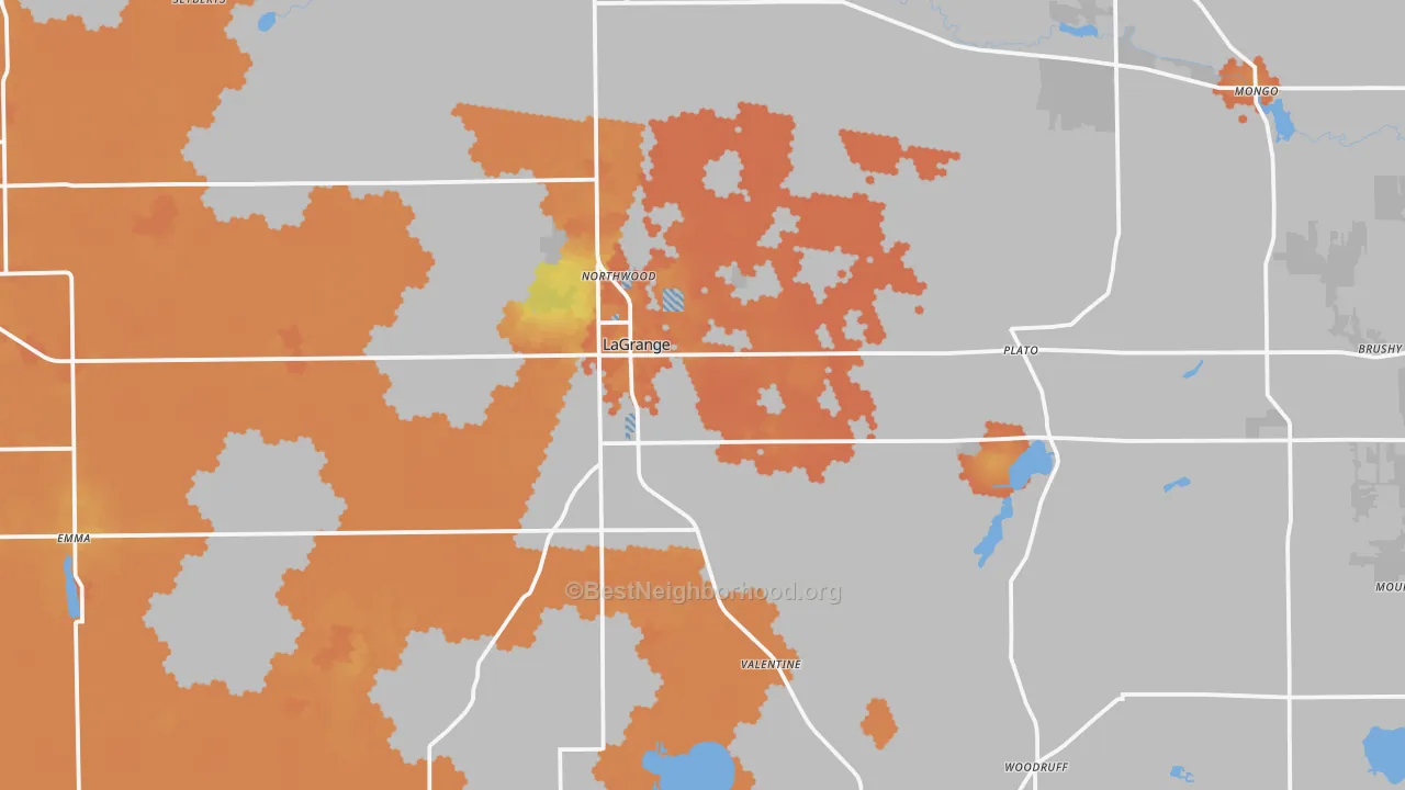 Bike Grade map of 46761, IN