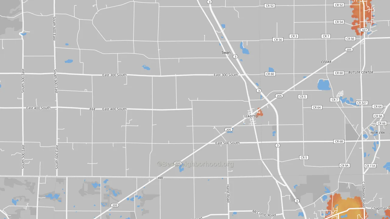 Bike Grade map of 46763, IN