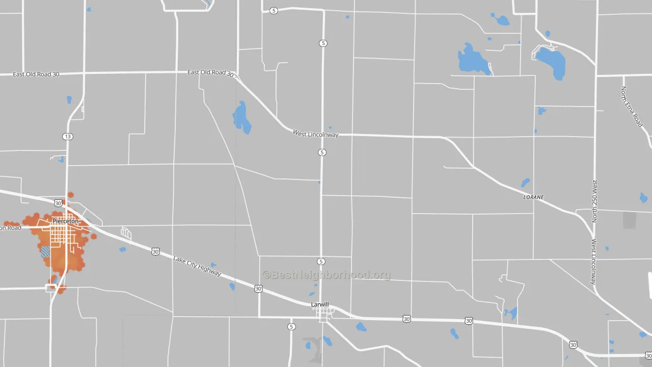 Bike Grade map of 46764, IN