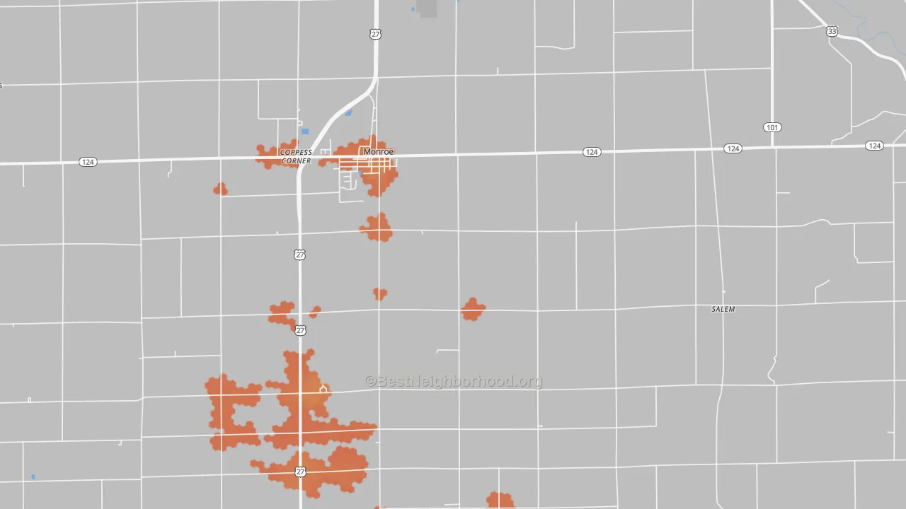 Bike Grade map of 46772, IN