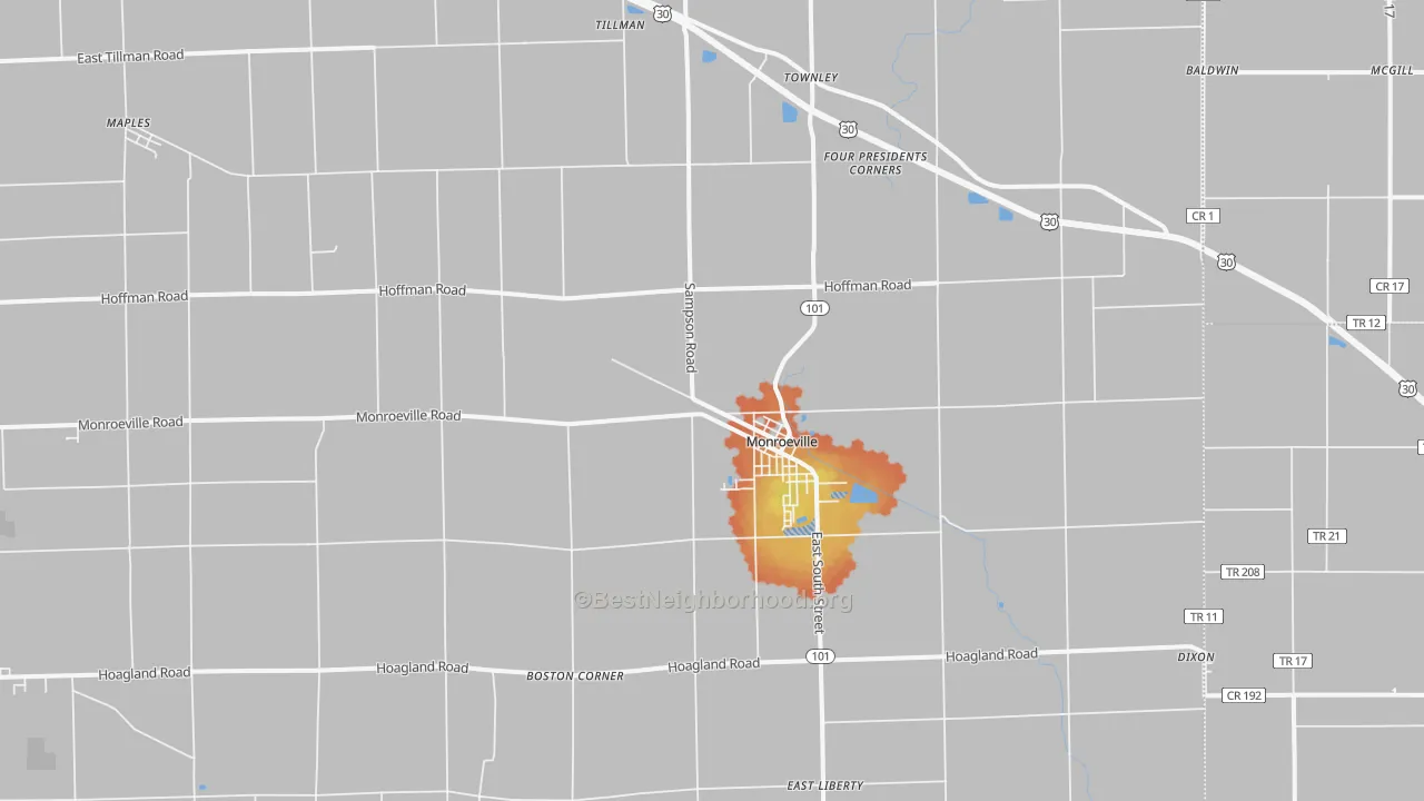 Bike Grade map of 46773, IN