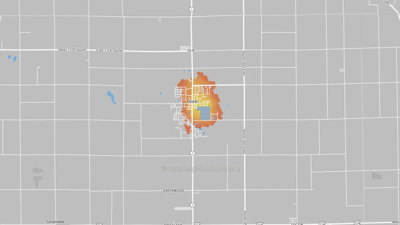 Bike Grade map of 46777, IN